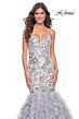 La Femme 32105 Ruffle Skirt Floral Lace-Up Dress