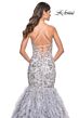La Femme 32105 Ruffle Skirt Floral Lace-Up Dress