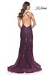 La Femme 32107 Criss Cross Back High Slit Floral Dress