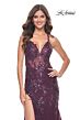 La Femme 32107 Criss Cross Back High Slit Floral Dress