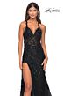 La Femme 32107 Criss Cross Back High Slit Floral Dress
