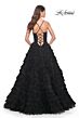 La Femme 32108 Ruffle Skirt Ruched Floral Top Dress