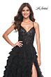 La Femme 32108 Ruffle Skirt Ruched Floral Top Dress