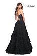 La Femme 32108 Ruffle Skirt Ruched Floral Top Dress