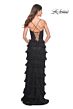 La Femme 32113 High Slit Ruffle Skirt Lace-Up Dress