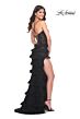 La Femme 32113 High Slit Ruffle Skirt Lace-Up Dress