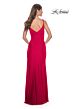 La Femme 32115 High Slit Ruched V-Neck Dress