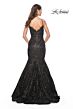La Femme 32118 Scallop Neckline Trumpet-Style Sequin Dress