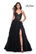 La Femme 32128 Ruffle Skirt Lace Corset Dress