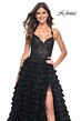 La Femme 32128 Ruffle Skirt Lace Corset Dress