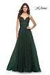 La Femme 32130 Pleated Top Slit Skirt Low Back Dress