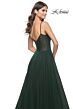 La Femme 32130 Pleated Top Slit Skirt Low Back Dress