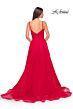 La Femme 32130 Pleated Top Slit Skirt Low Back Dress