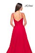 La Femme 32130 Pleated Top Slit Skirt Low Back Dress