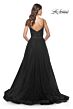 La Femme 32130 Pleated Top Slit Skirt Low Back Dress