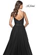 La Femme 32130 Pleated Top Slit Skirt Low Back Dress