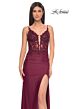 La Femme 32132 Illusion Corset Slit Skirt Dress