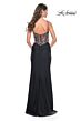 La Femme 32133 Floral Corset Slit Skirt Dress