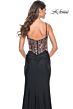 La Femme 32133 Floral Corset Slit Skirt Dress
