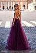 La Femme 32135 Sparkly Corset High Slit Lace-Up Dress