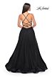 La Femme 32135 Sparkly Corset High Slit Lace-Up Dress