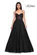 La Femme 32135 Sparkly Corset High Slit Lace-Up Dress