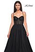 La Femme 32135 Sparkly Corset High Slit Lace-Up Dress