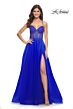 La Femme 32135 Sparkly Corset High Slit Lace-Up Dress