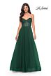 La Femme 32135 Sparkly Corset High Slit Lace-Up Dress