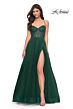 La Femme 32135 Sparkly Corset High Slit Lace-Up Dress