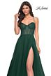 La Femme 32135 Sparkly Corset High Slit Lace-Up Dress