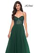 La Femme 32135 Sparkly Corset High Slit Lace-Up Dress