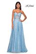La Femme 32136 Illusion Corset High Slit Glitter Dress