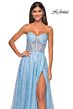La Femme 32136 Illusion Corset High Slit Glitter Dress