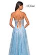 La Femme 32136 Illusion Corset High Slit Glitter Dress