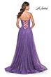 La Femme 32136 Illusion Corset High Slit Glitter Dress