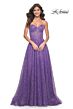 La Femme 32136 Illusion Corset High Slit Glitter Dress
