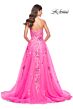 La Femme 32137 High Slit Strapless Corset Floral Dress