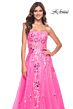 La Femme 32137 High Slit Strapless Corset Floral Dress