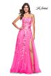 La Femme 32137 High Slit Strapless Corset Floral Dress