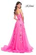 La Femme 32137 High Slit Strapless Corset Floral Dress