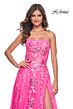 La Femme 32137 High Slit Strapless Corset Floral Dress