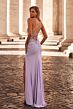 La Femme 32139 Floral Corset Slit Skirt Lace-Up Dress