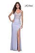 La Femme 32139 Floral Corset Slit Skirt Lace-Up Dress