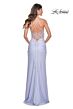 La Femme 32139 Floral Corset Slit Skirt Lace-Up Dress