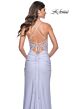 La Femme 32139 Floral Corset Slit Skirt Lace-Up Dress