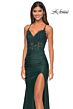 La Femme 32139 Floral Corset Slit Skirt Lace-Up Dress