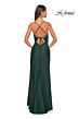 La Femme 32139 Floral Corset Slit Skirt Lace-Up Dress