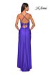 La Femme 32139 Floral Corset Slit Skirt Lace-Up Dress