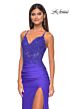 La Femme 32139 Floral Corset Slit Skirt Lace-Up Dress